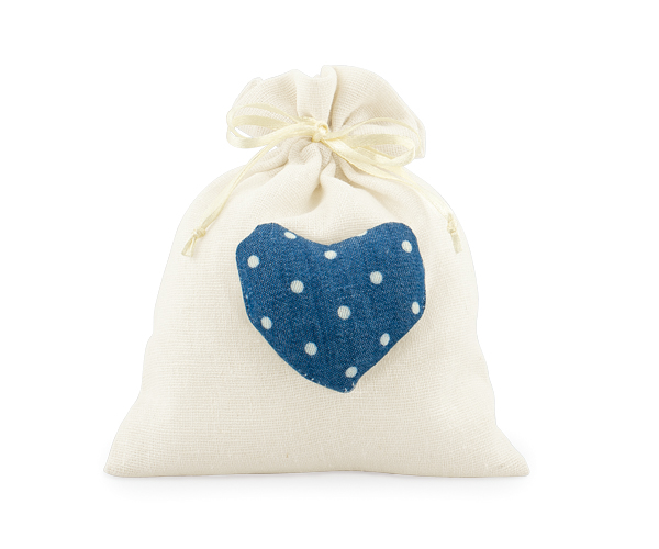 SACCHETTO C/CUORE JEANS POIS 110XH.140 MM