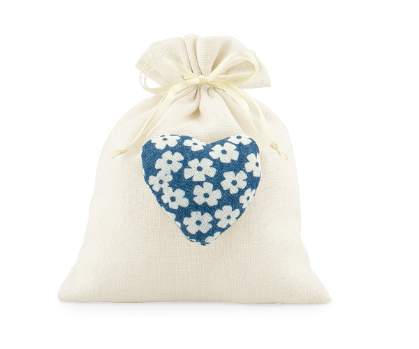 SACCHETTO C/CUORE JEANS FIORI 110XH.140 MM