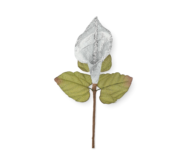 CALLA C/FOGLIE ARGENTO H.155 MM