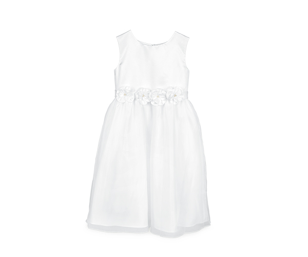 VESTITO CINTURA FIORI BIANCO 6 ANNI 