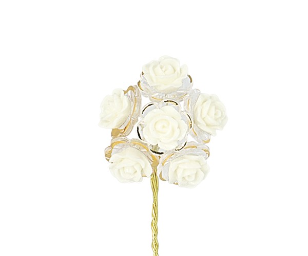 MAZZETTO 6 FIORI AVORIO-ORO ø 15 MM
