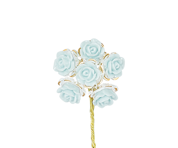 MAZZETTO 6 FIORI AZZURRO-ORO ø 15 MM