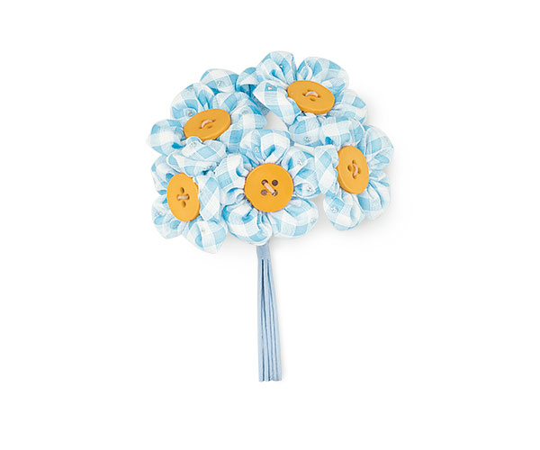 MAZZETTO 6 FIORI QUADRI AZZURR ø 40 MM