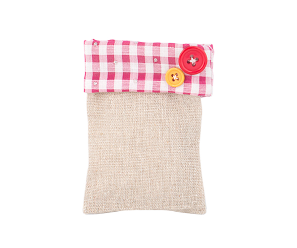 SACCHETTO JUTA-QUADRI ROSA 65X100 MM