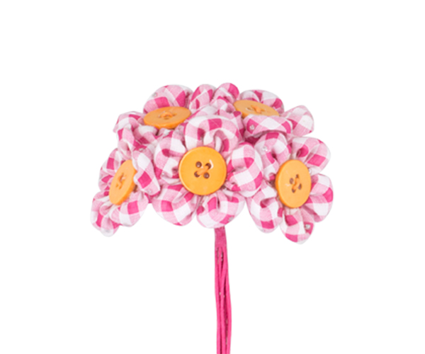 MAZZETTO 6 FIORI QUADRI ROSA ø 40 MM