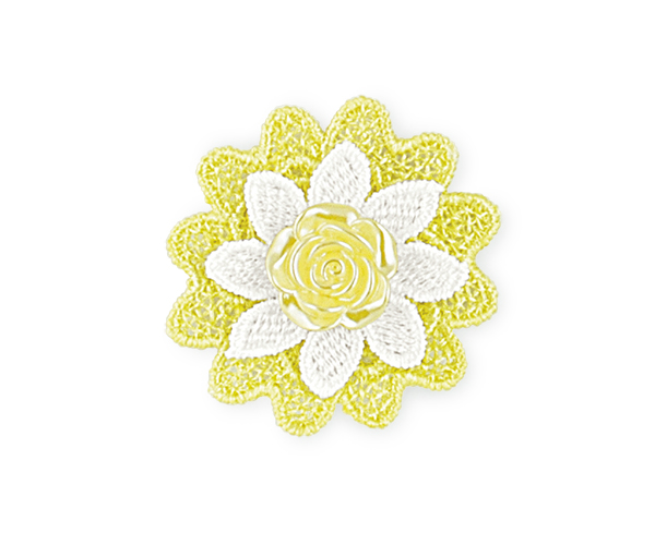 FIORE MACRAME' GIALLO C/ROSA ø 50 MM