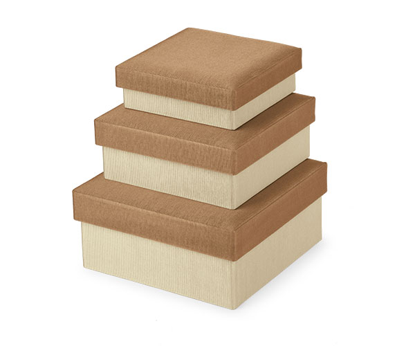 SET 3 SC.TESSUTO RIGATO AVORIO 125X125X45 175X175X85 MM