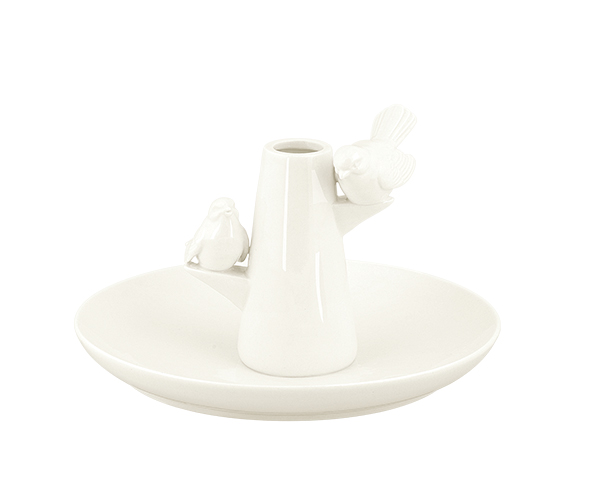 PIATTO C/VASETTO E UCCELLINI ø 180XH.115 MM