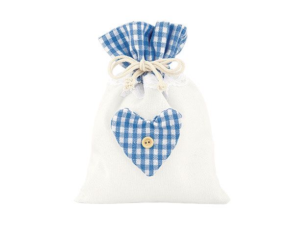 SACCH.QUADRI BLU-BIANCO CUORE 120X170 MM