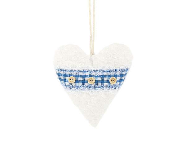 CUORE BIANCO C/QUADRI BLU H.100 MM