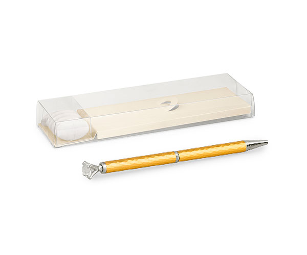 PENNA DORATA CON STRASS SCATOLA