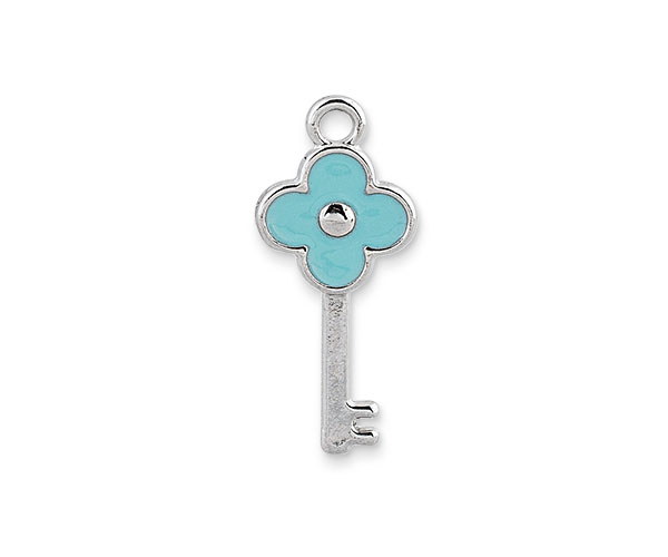 CHIAVE ARGENTO FIORE AZZURRO