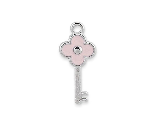 CHIAVE ARGENTO FIORE ROSA