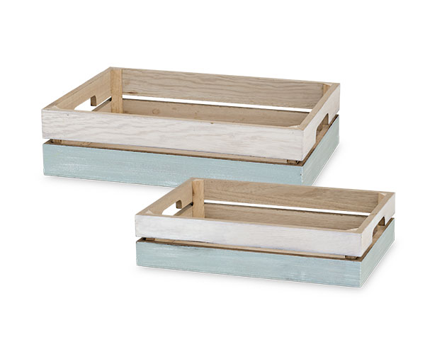 SET 2 CASSETTE LEGNO BIAN.AZZU