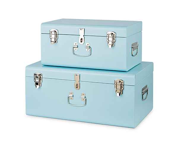 SET 2 BAULI METALLO AZZURRI