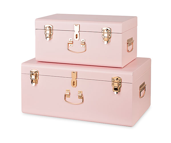 SET 2 BAULI METALLO ROSA