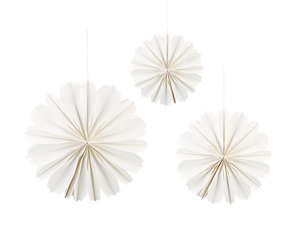 SET 3 SFERE PETALI BIANCHI DA APPENDERE 