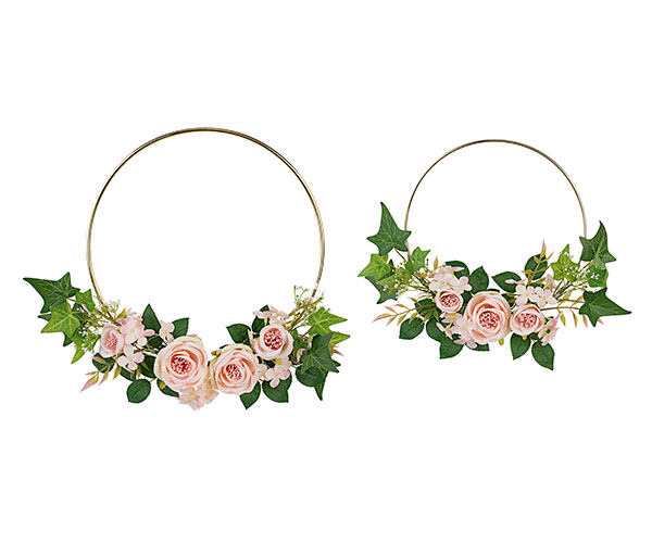 SET 2 CERCHI ORO CON ROSE ROSA