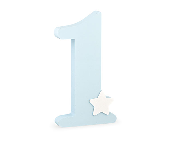 NUMERO 1 LEGNO AZZURRO