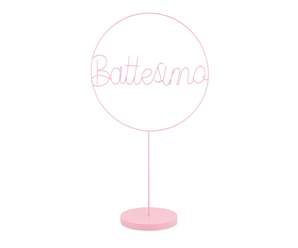 CERCHIO BATTESIMO ROSA CON BASE