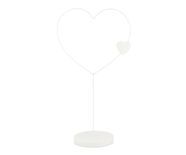 CUORE METALLO BIANCO CON BASE