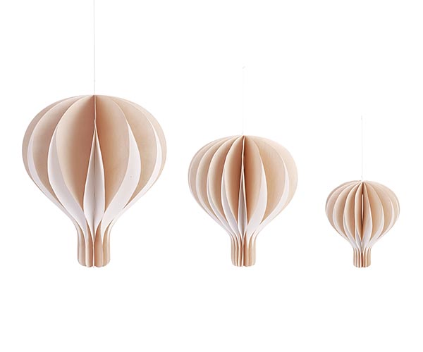 SET 3 MONGOLFIERE BEIGE DA APPENDERE 