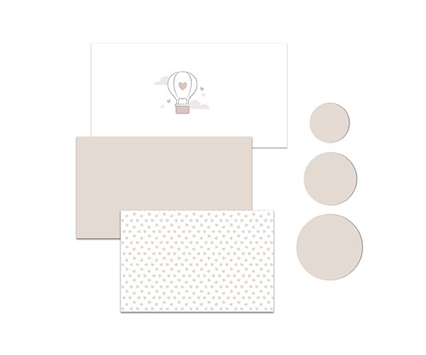 SET STAMPE MONGOLFIERA BEIGE