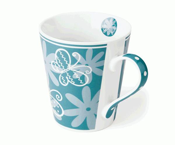 MUG BLU CON FIORI