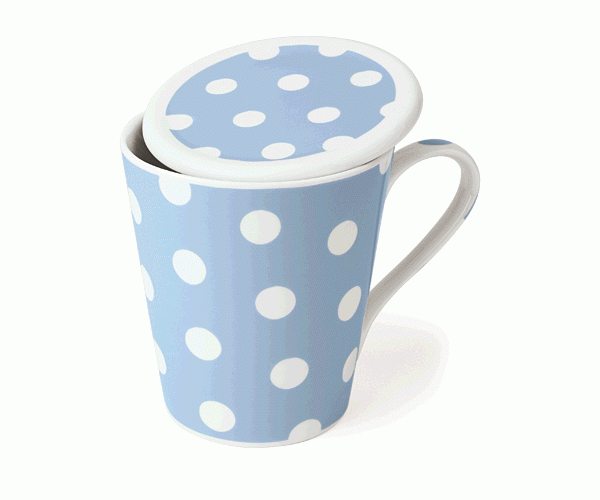 MUG CON COPERCHIO POIS CELESTE