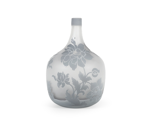 VASO VETRO GRIGIO PERLA FIORI