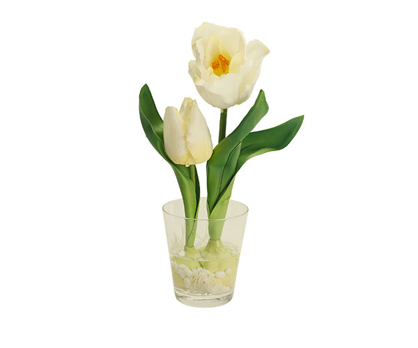 VASO CON 2 TULIPANI BIANCHI