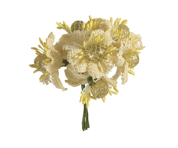MAZZO CON 6 FIORI SACCO PERLA ORO