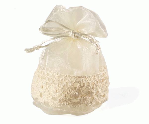 SACCHETTO AVORIO CON PIZZO