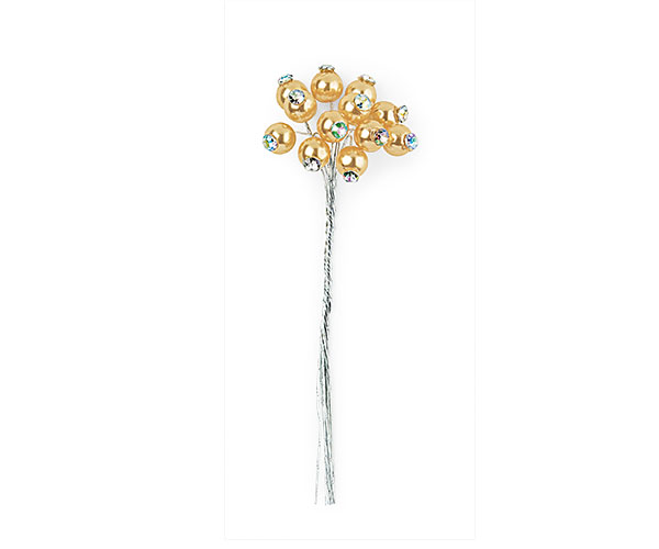 SET 12 PERLE ORO CON STRASS