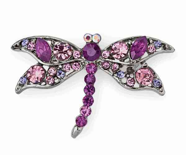 SPILLA LIBELLULA VIOLA CON BRILLANTINI