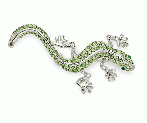 SPILLA GECO VERDE CON BRILLANTINI