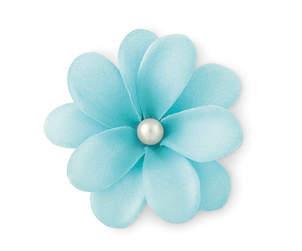 FIORE CON PERLA+MOLLETTA AZZURRO