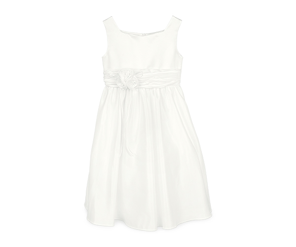 VESTITO CINTURA CON 3 FIORI AVORIO