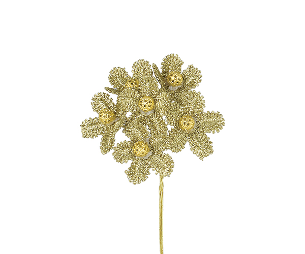 MAZZETTO 6 FIORI CON SFERA ORO