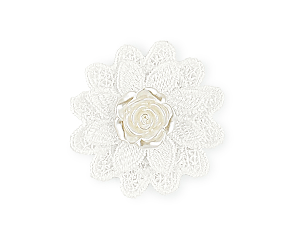 FIORE BIANCO MACRAME' CON ROSA