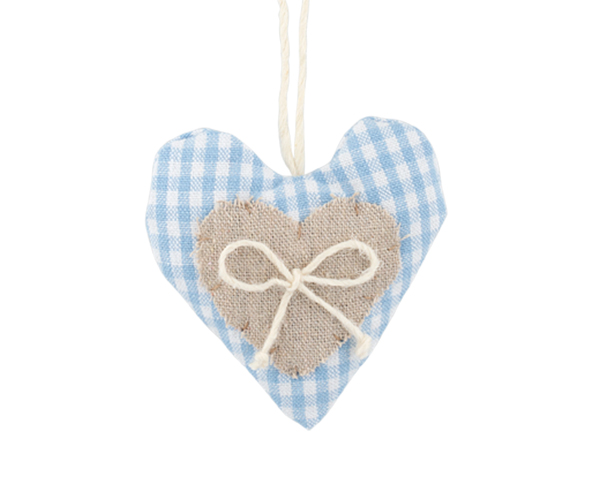 CUORE QUADRI AZZURRO-ECRU
