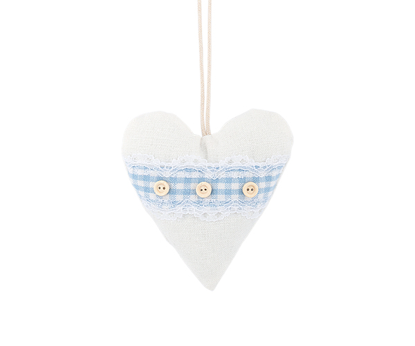 CUORE BIANCO CON QUADRI AZZURRI