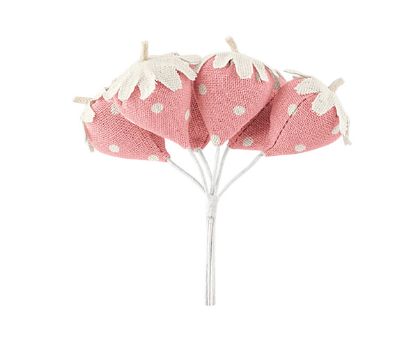 SET 6 FRAGOLE COTONE ROSA POIS